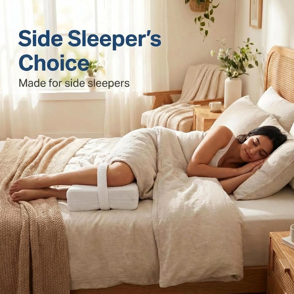 KneeEase™ Memory Foam Knee Pillow for Side Sleepers – Adjustable Leg Support with Washable Cover