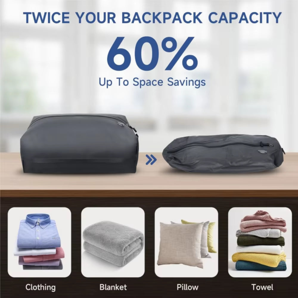 Vacuum Compression Bags for Camping,Travel Vacuum Clothing Storage Bags, Portable Space-Saver, Airtight Seal for Hiking Backpack