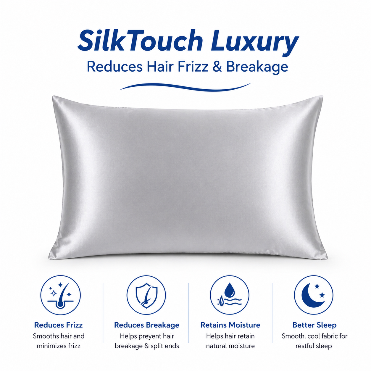 SilkTouch Satin Pillowcase Set – Luxury Sleep Care for Hair & Skin (2 Pack)