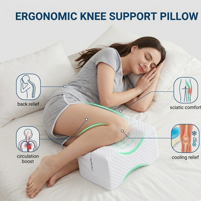 KneeEase™ Memory Foam Knee Pillow for Side Sleepers – Adjustable Leg Support with Washable Cover