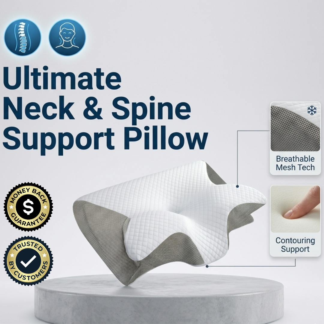 Ergonomic Neck Support Pillow™ Memory Foam Contoured Design