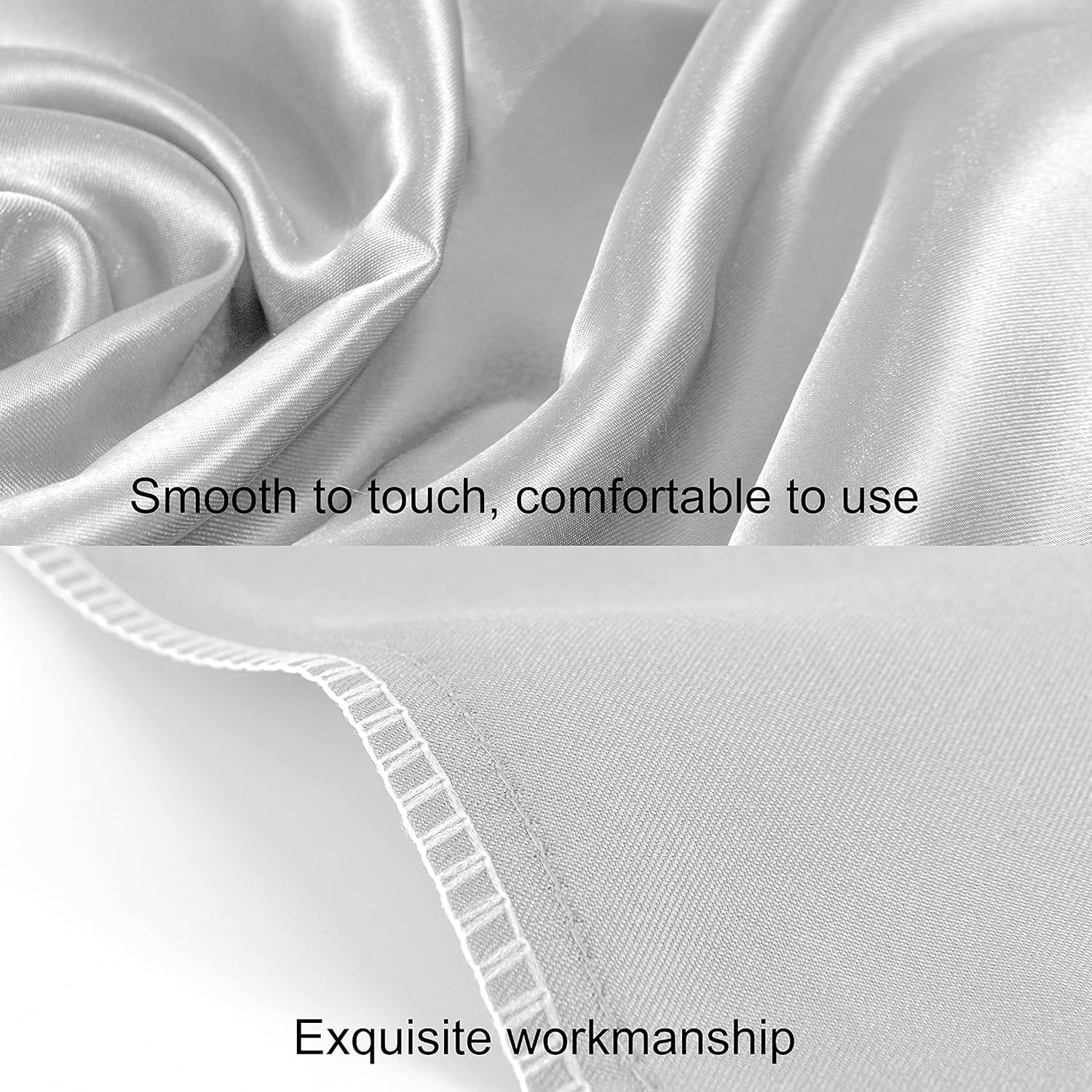 2 Pack Standard Silk Satin Pillowcases for Hair and Skin, Silky Soft and Luxurious Bedding Pillow Cases with Envelope Closure, 20X26 Inches, Silver Grey