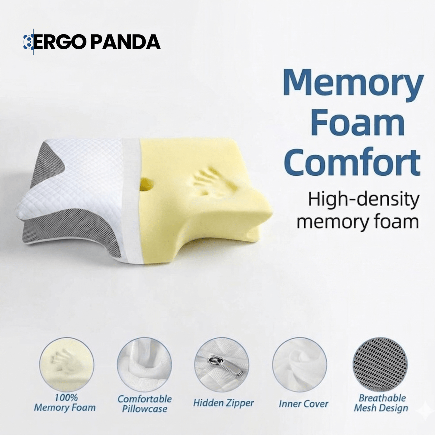 Ergonomic Neck Support Pillow™ Memory Foam Contoured Design