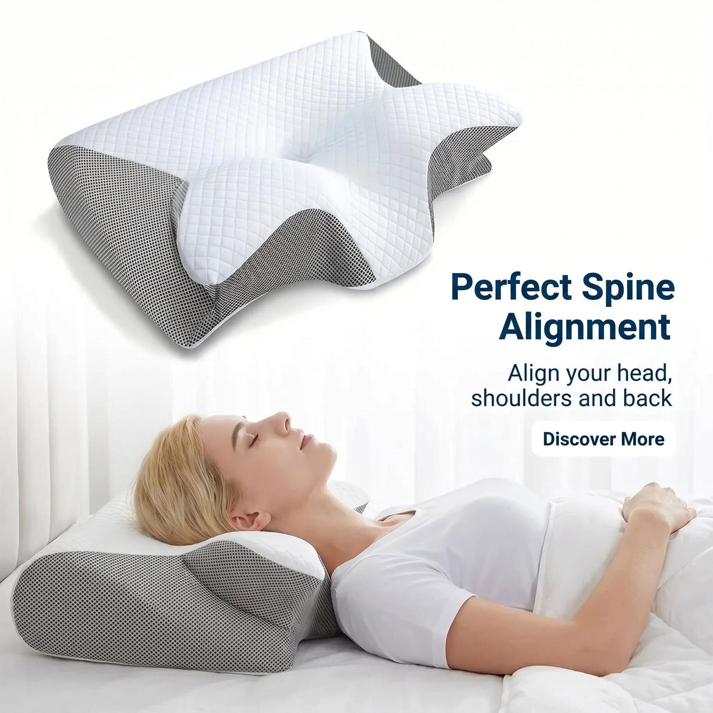 Ergonomic Neck Support Pillow™ Memory Foam Contoured Design