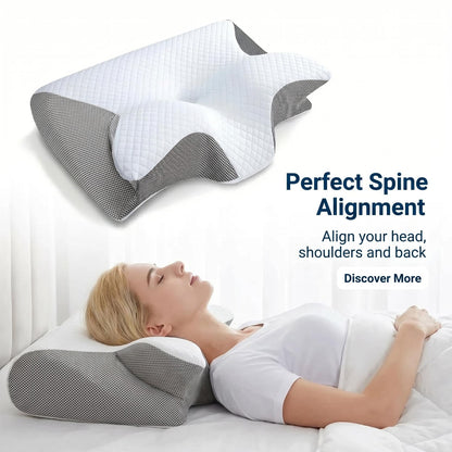 Ergonomic Neck Support Pillow™ Memory Foam Contoured Design