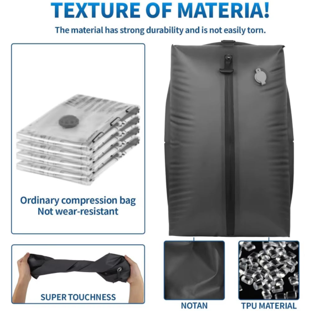 Vacuum Compression Bags for Camping,Travel Vacuum Clothing Storage Bags, Portable Space-Saver, Airtight Seal for Hiking Backpack