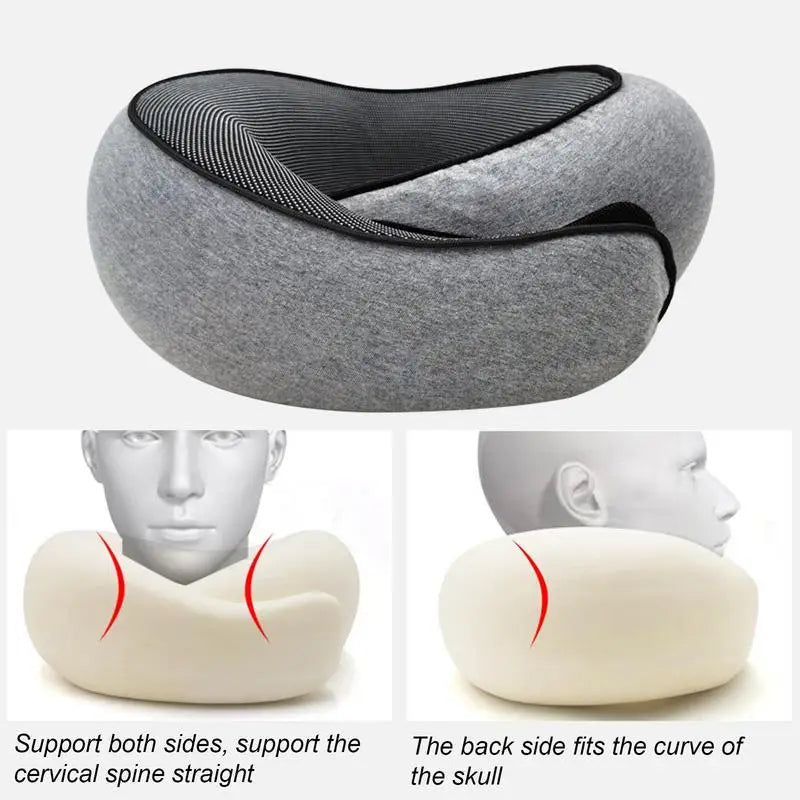 Memory Foam Neck Pillow Neck Support Pillow with Head Cushion Support Camping Neck Protect Soft Memory Foam Head Support