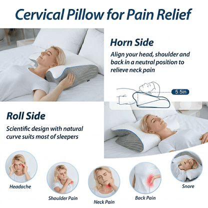 Ergonomic Neck Support Pillow™ Memory Foam Contoured Design