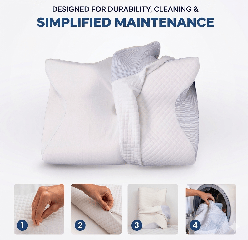 Ergonomic Neck Support Pillow™ Memory Foam Contoured Design